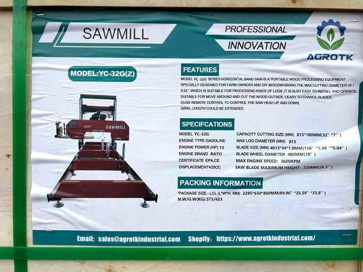2025-agt-industrial-15hp-portable-horizontal-sawmill,-m/n-yc-32g(z),-unused-image-4