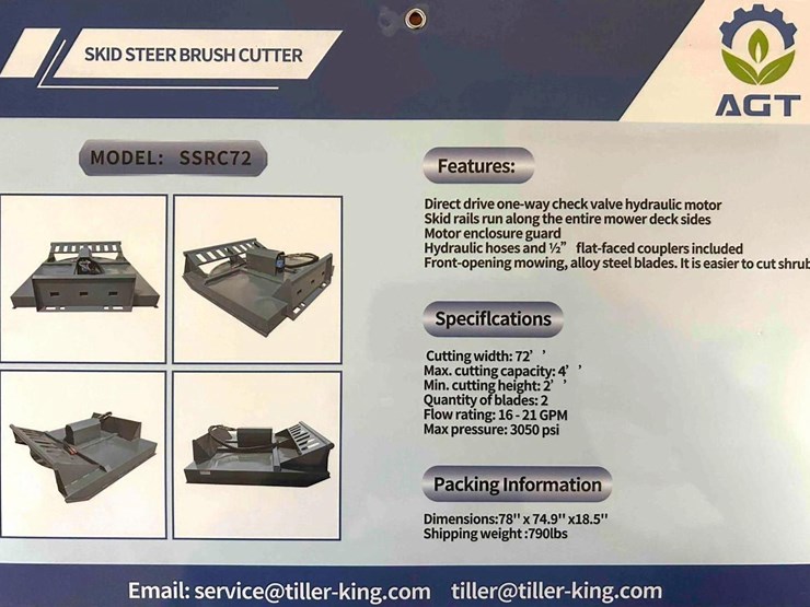 agt-industrial-skid-steer-2-blade-hydraulic 72"-brush-cutter,-m/n-ssrc72,-unused-image-2