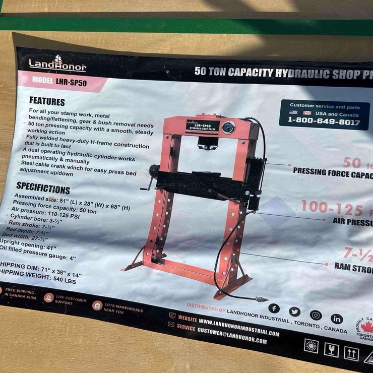 Land honor 50 Ton Capacity Hydraulic Shop Press