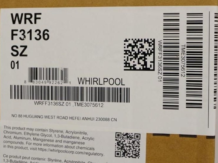 whirlpool-standard-depth-31-cu-ft-3--door-36"-w-french-door-refrigerator-with-ice-maker,-unused-image-9