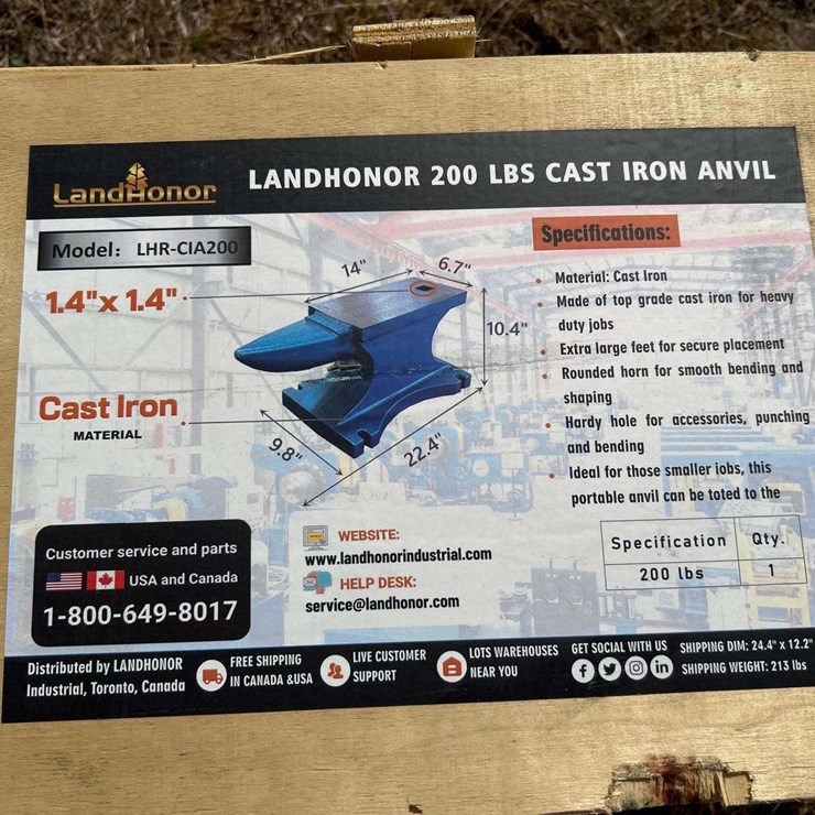 Land Honor Cast Iron 200lbs Anvil