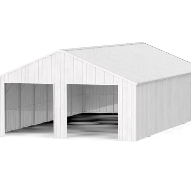 KJ Heavy Duty 45' x 25' Double Garage Steel Barn Shed w/ Side Door Entrance, M/N K4525, Unused