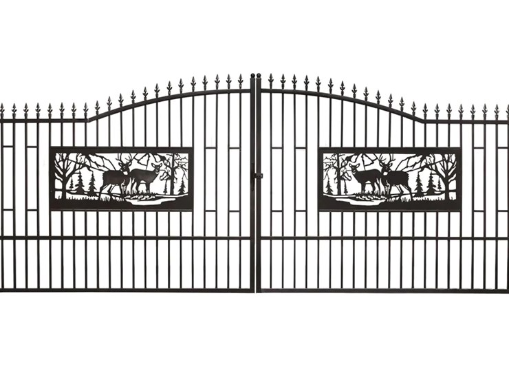 kj-heavy-duty-20'l-x-7'h-bi-parting-metal-driveway-gate, galvanized-&-powder-coated,-unused-image-1