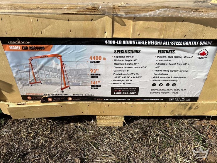land-honor-4400-lbs-adjustable-height-all-steel-gantry-crane-image-1