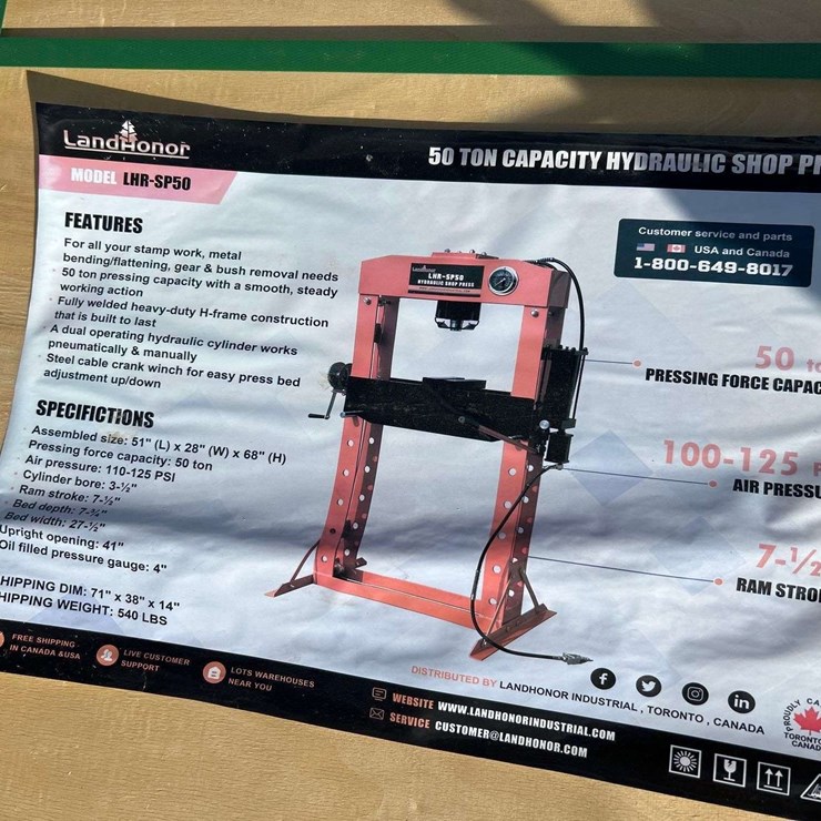 Land honor 50 Ton Capacity Hydraulic Shop Press