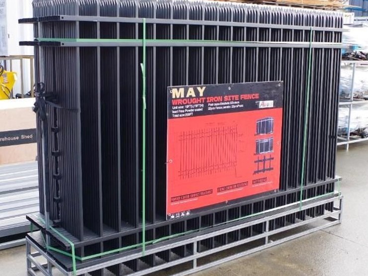 [22]-aboss-9.5'-x-6.25'-unleaded-powder-coated-wrought-iron-site-fence-panels-w/-(23)-posts-&-har...-image-1