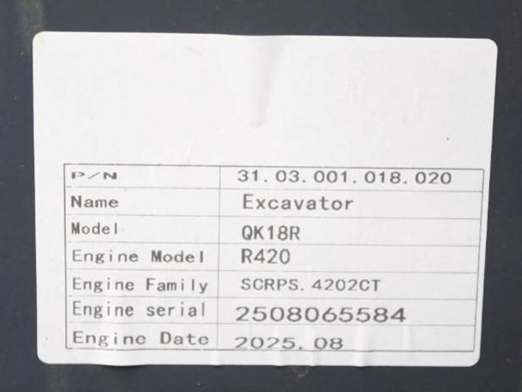 2025-cfg-industrial-qk18r-mini-excavator-w/-pilot-system,-rato-gasoline-engine,-unused-image-3