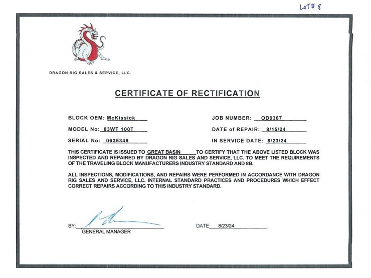 mckissick-83-awt-100-ton-traveling-block,-s/n-635...-image-2