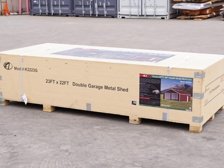 kj-heavy-duty-23'-x-22'-double-garage-metal-shed-w/-side-door-entrance,-m/n-k2223g,-unused-image-3
