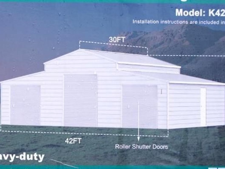 kj-heavy-duty-42'-x-30'-metal-storage-shed,-m/n-k4230w,-unused-image-1