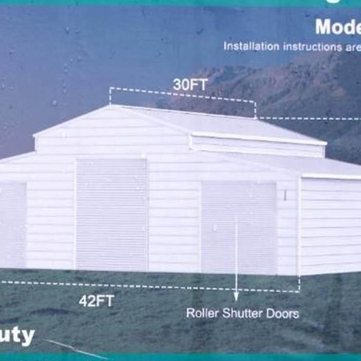 KJ Heavy Duty 42' x 30' Metal Storage Shed, M/N K4230W, Unused
