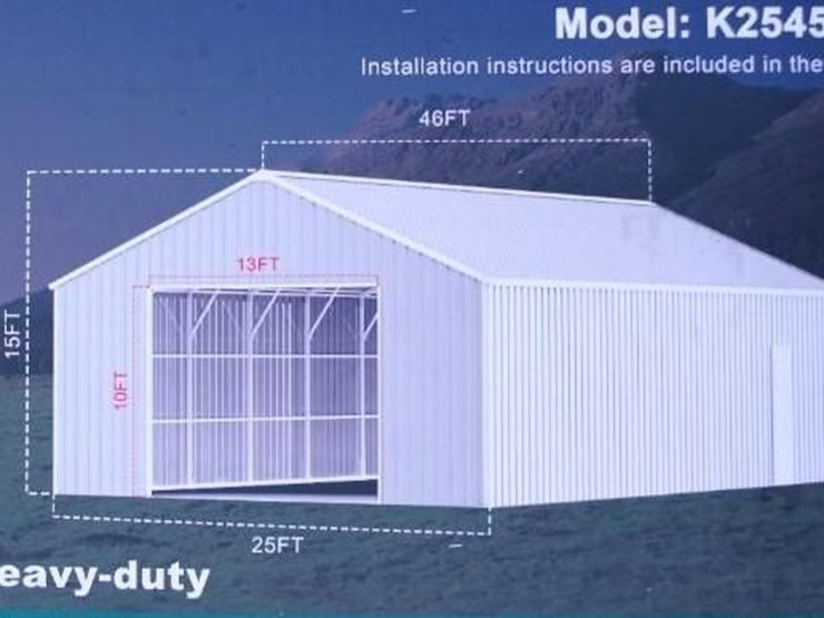 kj-heavy-duty-46'-x-25'-metal-garage,-m/n-k2545w,-unused-image-1