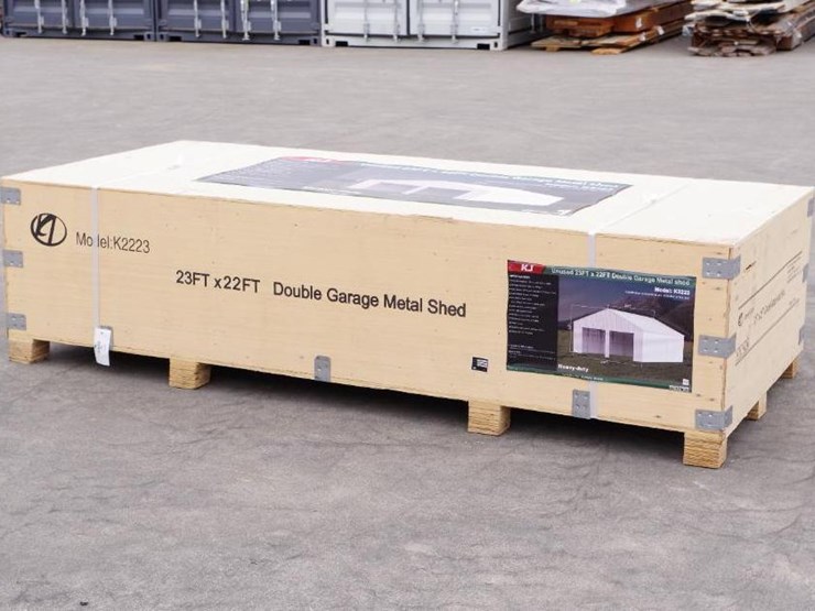 kj-heavy-duty-23'-x-22'-double-garage-metal-shed-w/-side-door-entrance,-m/n-k2223,-unused-image-2