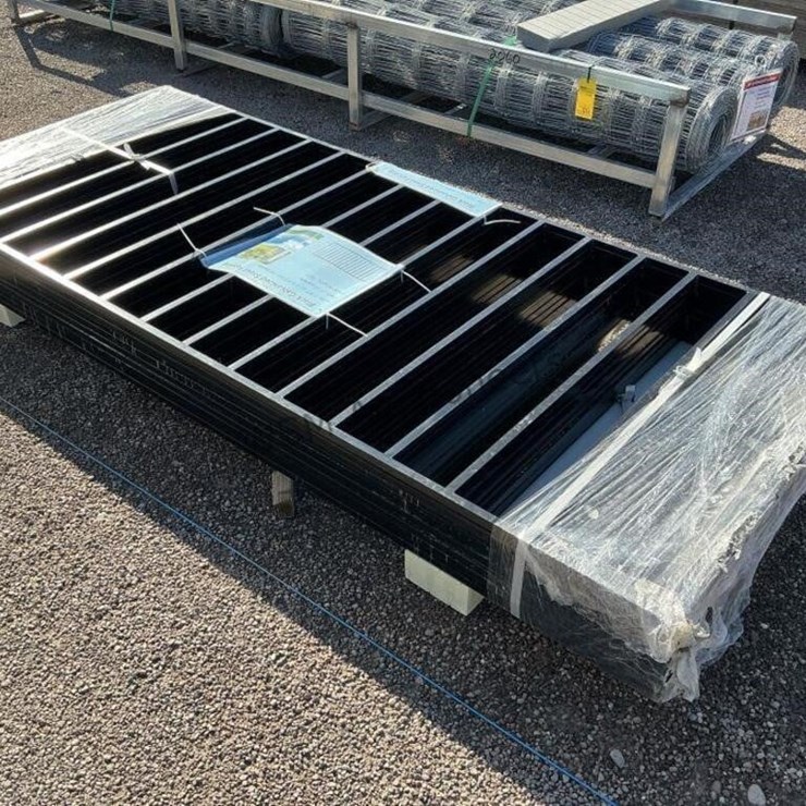 (10) BLACK GALVANIZED STEEL FENCE PANELS