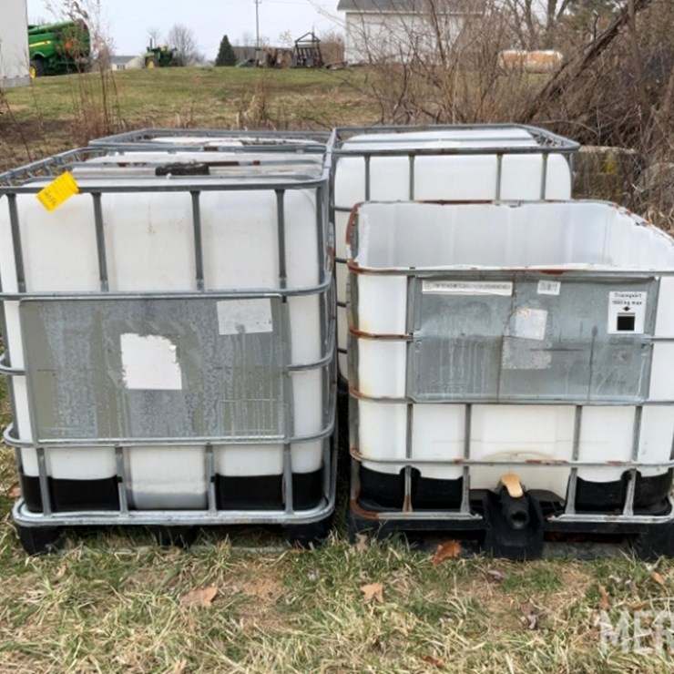 (3) 250 Gallon Poly Totes (1) With Lid Off