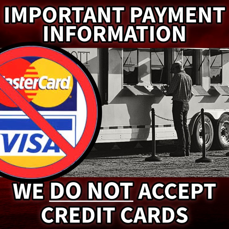 We do NOT accept credit cards as payment.