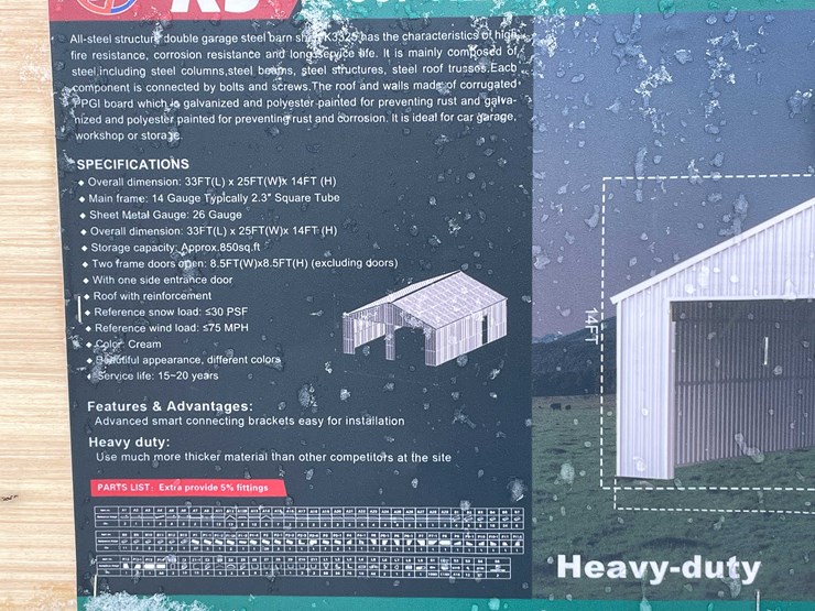 #4028-•-33'-x-25'-double-garage-steel-barn-(o10)-image-3