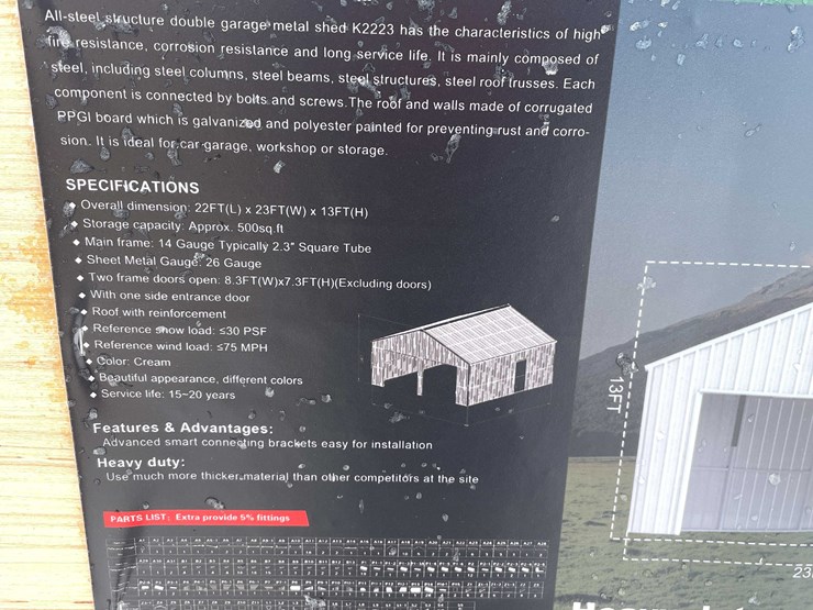 #4024-•-23'-x-22'-double-garage-metal-shed-(o10)-image-2