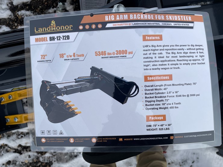 #1456-•-unused,-landhonor-big-arm-backhoe-for-skidsteer-image-3