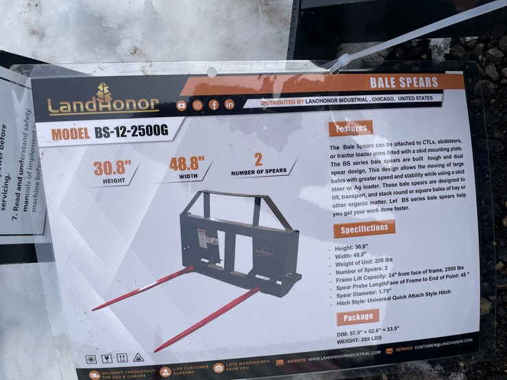 #1454-•-unused,-landhonor-skidsteer-bale-spear-image-4