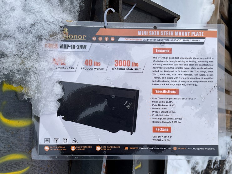 #1460-•-unused,-landhonor-mini-skidsteer-mount-plate---heavy-gauge-image-3