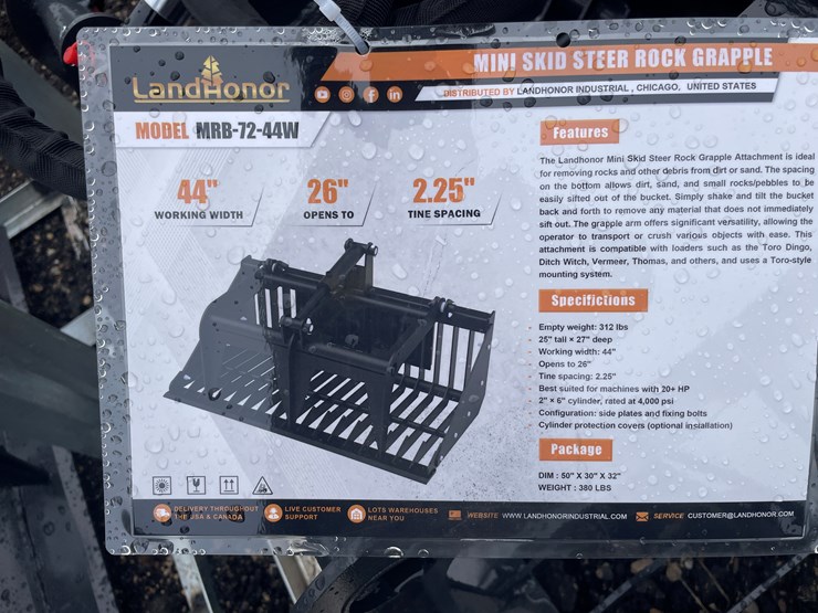 #1166-•-unused,-landhonor-mini-skidsteer-grapple-bucket-image-2