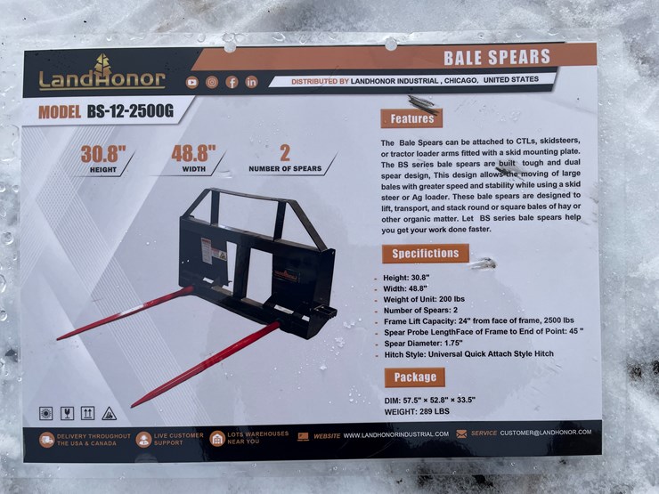 #1452-•-unused,-landhonor-skidsteer-bale-spear-image-4