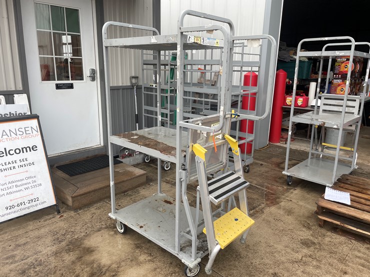 #1301-•-rolling-warehouse-rack-and-ladder-image-1