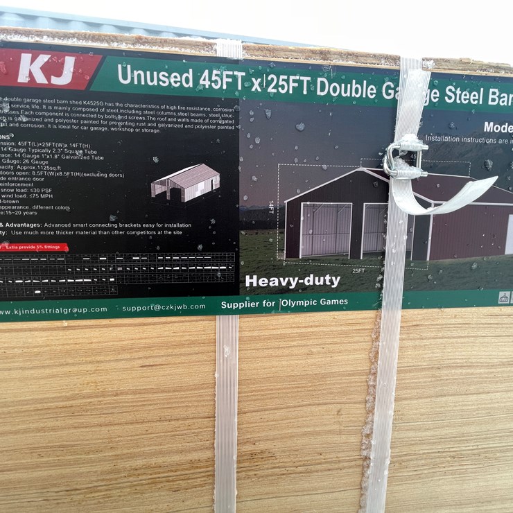 #4017 • 45' L x 25' W Double Garage Steel Barn Shed (O10)