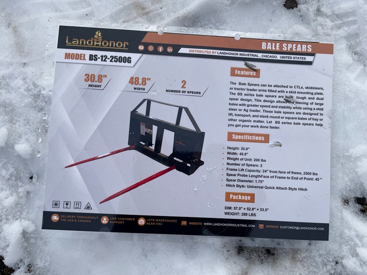 #1453-•-unused,-landhonor-skidsteer-bale-spear-image-4