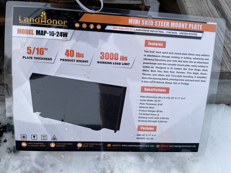 #1461-•-unused,-landhonor-mini-skidsteer-mount-plate---heavy-gauge-image-4