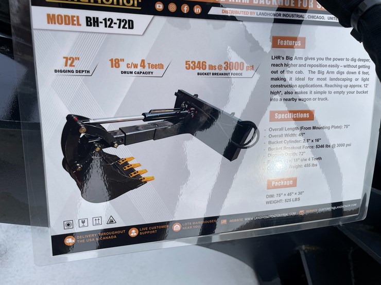 #1455-•-unused,-landhonor-big-arm-backhoe-for-skidsteer-image-3