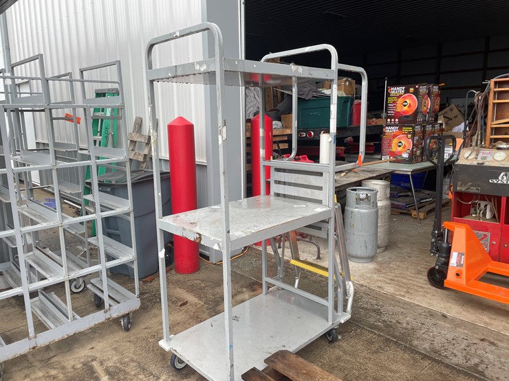 #1302-•-rolling-warehouse-rack-and-ladder-image-1