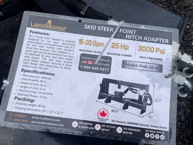#1150-•-unused,-landhonor-skidsteer-3-point-hitch-adapter-image-3
