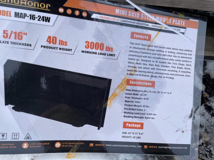 #1459-•-unused,-landhonor-mini-skidsteer-mount-plate---heavy-gauge-image-3