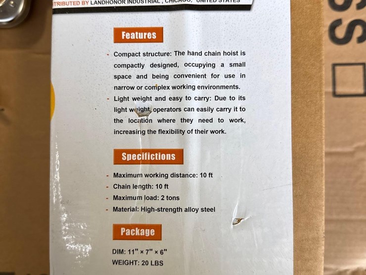 2852---2-ton-lift-w/-hand-chain-hoist-image-2