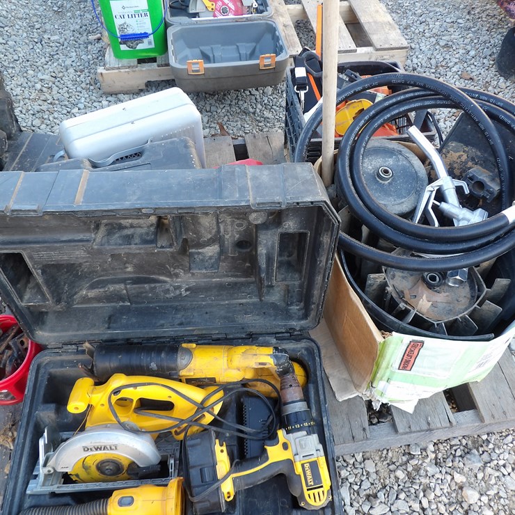 #4866 • **Lot of Misc Toolboxes, hose, DeWalt Power Tools