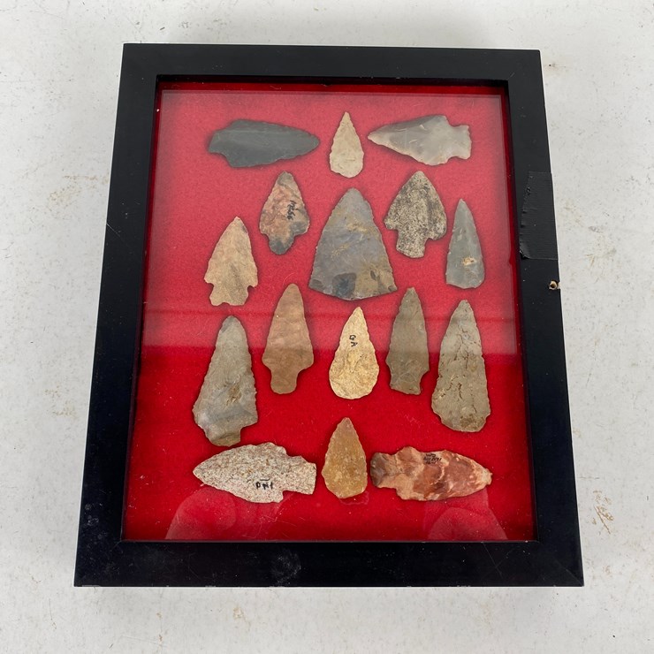 #90 • #5155 • (16) Framed Native American Artifacts