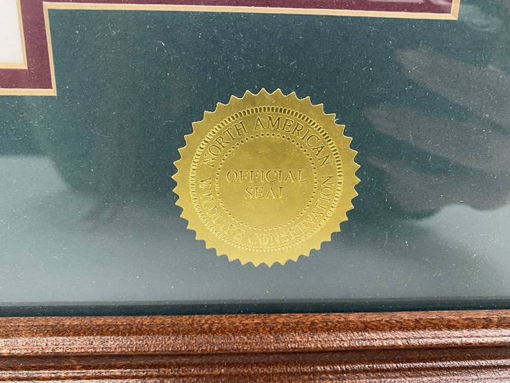 #68-•-#1048-•-"winging-south"-by-bill-pendergrass.-framed-north-american-wildlife-conservation-signed-print-and-stamp-1334/2000.-24"x20"-image-5