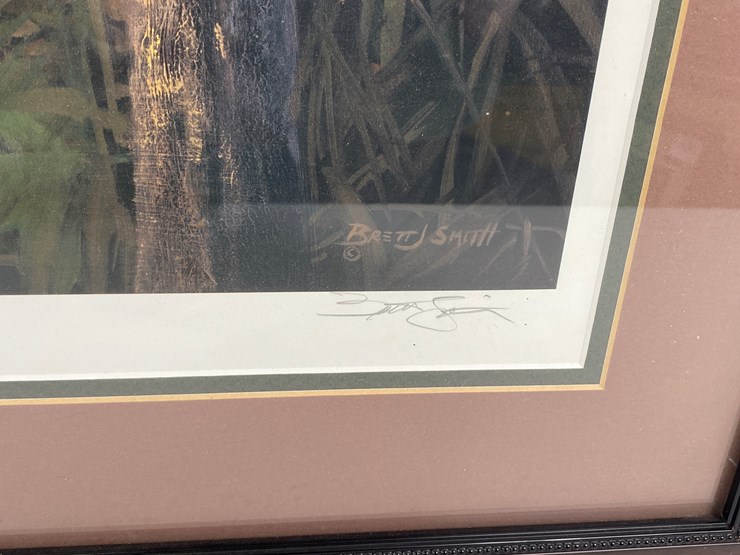 #76-•-#1027-•-"bad-angle-buck-ii"-by-brett-smith.-framed-ducks-unlimited-signed-print-2974/3000,-27"x36"-image-4