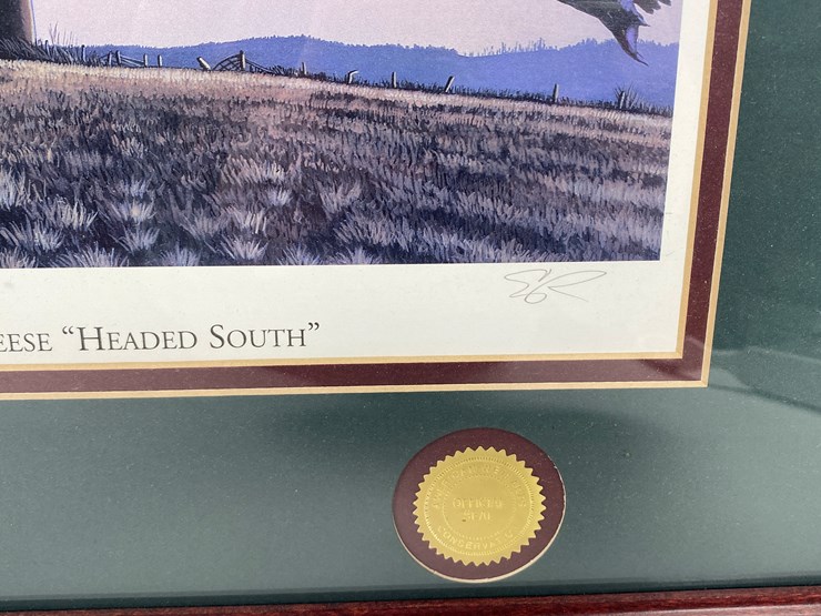 #47-•-#1035-•-"canadian-geese-'headed-south'"-by-eddie-e.-roy.-framed-american-wetlands-conservation-signed-print-and-stamp-161/2500.-18"x20"-image-4