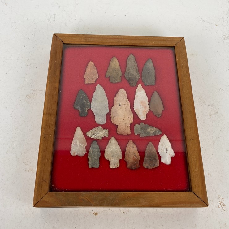#89 • #5154 • (17) Framed Native American Artifacts