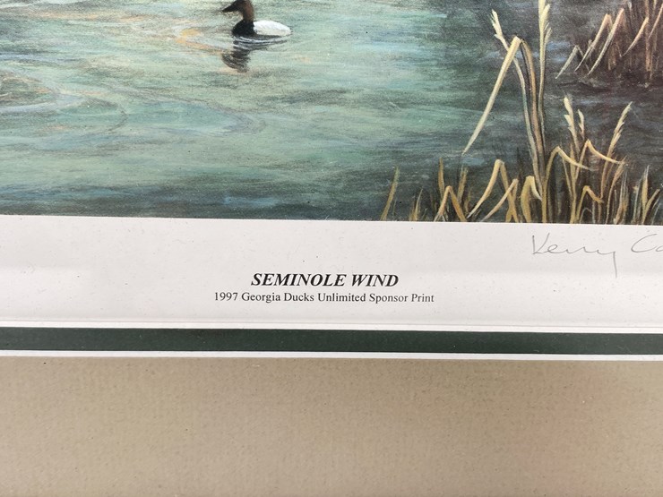 #62-•-#1045-•-"seminole-wind"-by-kerry-casebier.-framed-1997-georgia-ducks-unlimited-sponsor-signed-print-261/2000.-14"x16"-image-4