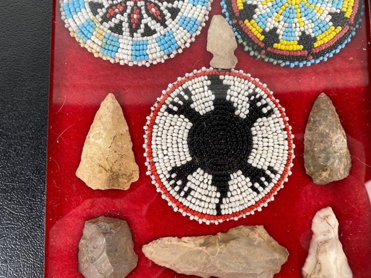 #95-•-#5160-•-(12)-framed-native-american-artifacts-featuring-points-and-beaded-amulets-image-5
