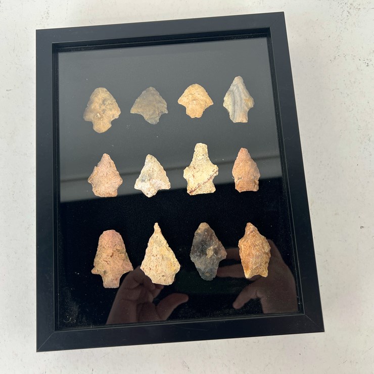 #83 • #5058 • (12) Frame Native American Artifacts from the Deep South