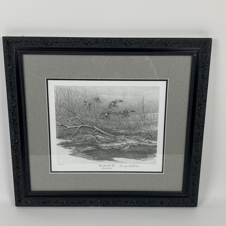 #60 • #1044 • "Way You Like 'Em" by Barney Anderson. Framed Ducks Unlimited Signed Print 786/4750. 18"x20"