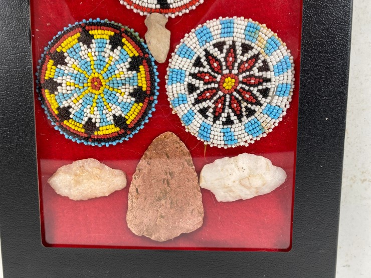 #95-•-#5160-•-(12)-framed-native-american-artifacts-featuring-points-and-beaded-amulets-image-3