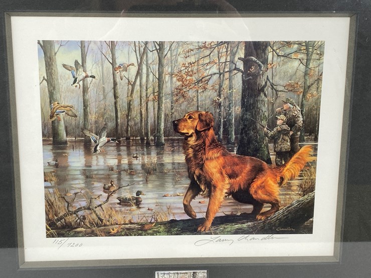 #54-•-#1041-•-"arkansas-youth-day-mallards"-by-larry-chandler.-framed-waterfowl-hunting-and-conservation-signed-print-and-stamp-115/7200.-17"x18"-image-2