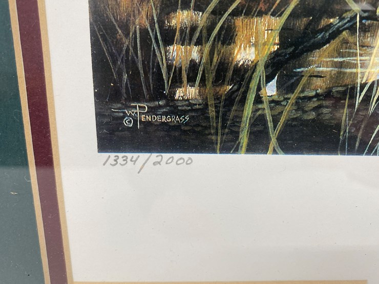 #68-•-#1048-•-"winging-south"-by-bill-pendergrass.-framed-north-american-wildlife-conservation-signed-print-and-stamp-1334/2000.-24"x20"-image-6