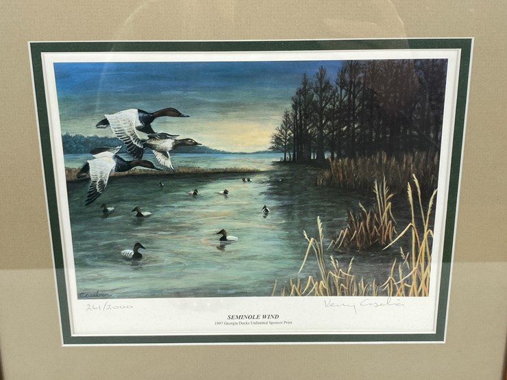 #62-•-#1045-•-"seminole-wind"-by-kerry-casebier.-framed-1997-georgia-ducks-unlimited-sponsor-signed-print-261/2000.-14"x16"-image-2